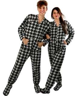   Catstooth Footed Pajamas   Fleece Adult Footed Pajamas Clothing