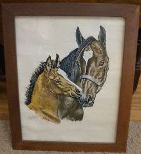 Equestrian Mare w/ Her Colt Horses Picture 18x22 Picture Artist 