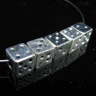 5pcs Tibetan Silver DICE Charm Beads Fit Bracelet #29  