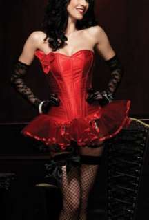 Sexy Red Burlesque Style Costume Corset Top /w Tutu Skirt @AF2209 