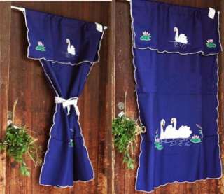 Country Style Swan Embroidery Door Kitchen Curtain + Valance  