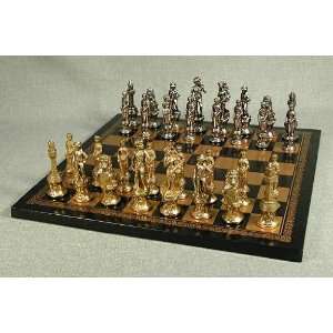   Style Metal Chess Set with Leather Chess Board 