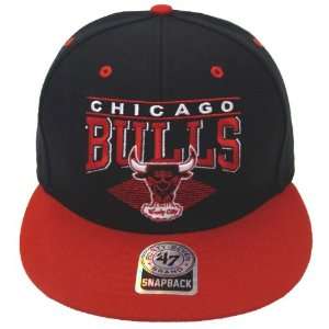  Chicago Bulls Retro 47 Block Hat Cap Snapback Black Red 