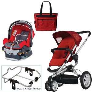   Red Buzz 3 Travel System with Chicco Fuego Car Seat Diaper Bag Baby