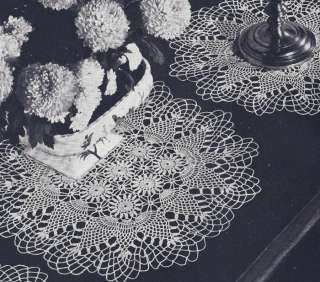Vintage Crochet Pattern Pineapple Tablecloth Doily Set  