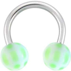  Green Soccer Ball Horseshoe Circular Barbell Jewelry