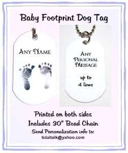 Personalized BABY NAME & FOOTPRINT Photo ID Metal DOG TAG Necklace 2 