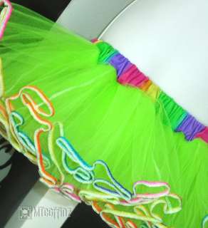 Green NEON Mini Rainbow Ballet Dance Adult TuTu Skirt  