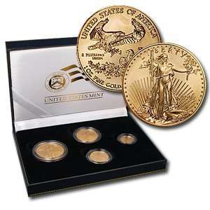  2006 W (4 Coin) Burnished Gold Eagle Set   Brilliant 