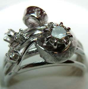 14k White Gold Diamond ART DECO Engagement Ring  