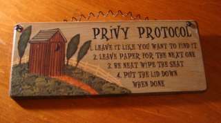  PRIMITIVE OUTHOUSE WOOD BATHROOM DECOR SIGN   MUST READ SO FUNNY