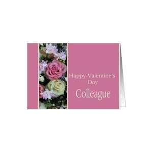 Colleague Happy Valentines Day pink and white roses Card 
