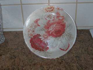 Waverly Red Norfolk Rose Toile Decorative Glass Plate Beautiful  
