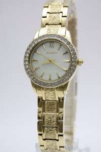   Women Crystals Gold Bracelet Pearl Dial Watch Set 26 mm EG113ST  
