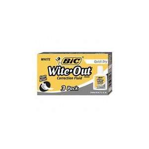  BIC Wite Out Quick Dry Correction Fluid, 3/Pack