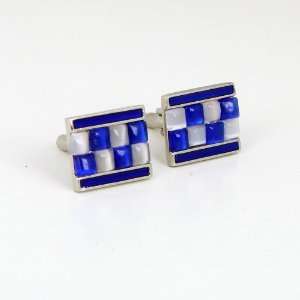  Blue White Rectangular cufflink for men Y&G Cufflinks 