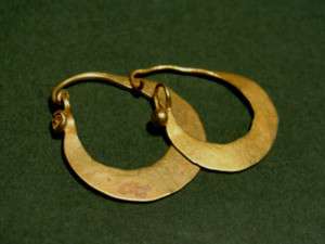ANCIENT GOLD EARRINGS, GRECO ROMAN 200 BC 100 AD  