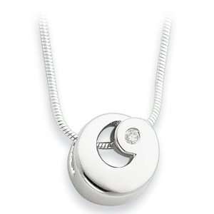   Ice Sterling Silver Genuine Diamond Moonlight Circle Necklace Jewelry