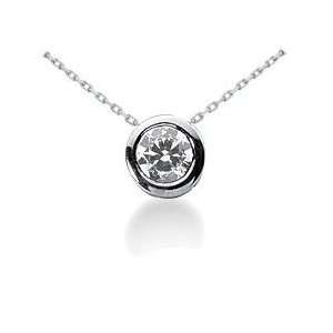  .34CT Real Diamond Solitaire Pendant 14K White Gold Women Necklace 