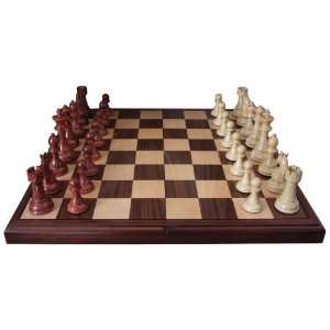  Abigail 21 Folding Walnut Chess Set with Lacquer Pieces 