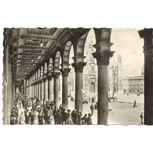   Vintage Postcard Piazza Duomo and Portici Settentrionali Milan Italy
