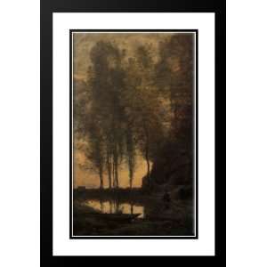 Corot, Jean Baptiste Camille 28x40 Framed and Double Matted Le Passeur 