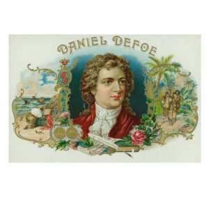 Daniel DeFoe Brand Cigar Box Label Premium Poster Print, 12x16  