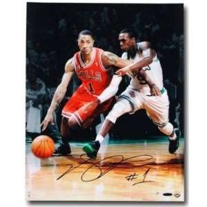 Derrick Rose Autographed Picture   16 x 20 UDA LE 50   Autographed NBA 