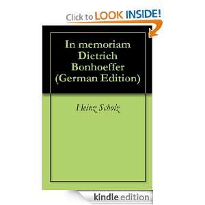 In memoriam Dietrich Bonhoeffer (German Edition) Heinz Scholz  