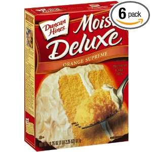 Duncan Hines Cake Mix Moist Deluxe, Orange Layer, 18.25 Ounce Boxes 