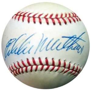 Eddie Mathews Autographed/Hand Signed NL Feeney Baseball PSA/DNA 
