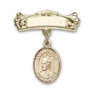  Gold Filled Baby Badge with St. Edward the Confessor Charm 