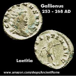  Silvered Emperor Gallienus. Laetitia Holding Ship Anchor 