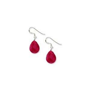  Sterling Silver Red Jade Dangle Earrings   QE6209 Jewelry