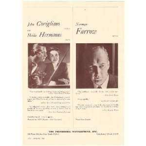  1962 John Corigliano Heida Hermanns Norman Farrow Print Ad 