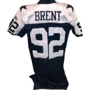  Josh Brent Jersey   Cowboys 92 Game Worn Blue Throwback 