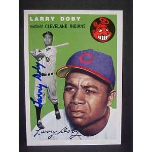 Larry Doby (D) Cleveland Indians #70 1954 Topps Archives Autographed 