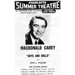  Vintage Music Theatre Program MACDONALD CAREY IN GUYS AND 