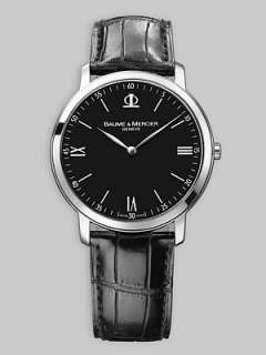 Baume & Mercier   Ultra Thin Alligator Watch/ Black    