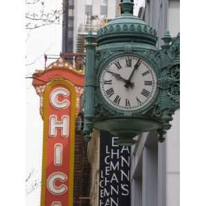 Marshall Field Building Clock and Chicago Theatre Behind, Chicago 