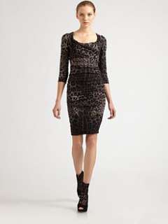 Dolce & Gabbana   Ruched Leopard Print Dress