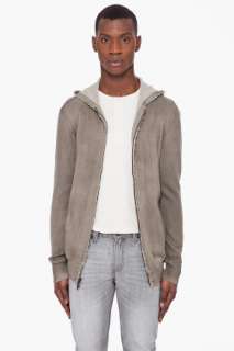 John Varvatos U.s.a Faded Olive Ribbed Hoody for men  