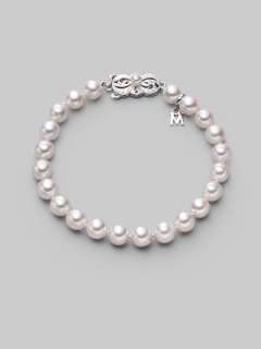 Mikimoto   7MM White Cultured Pearl & 18K White Gold Bracelet   Saks 