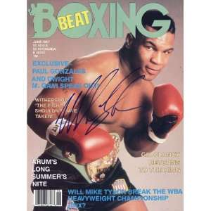 Mike Tyson Autographed Boxing Beat Magazine   June 1987