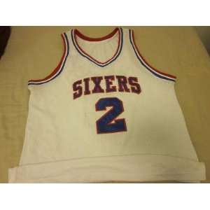 Moses Malone Autographed Uniform   76ers Game Model JSA   Autographed 