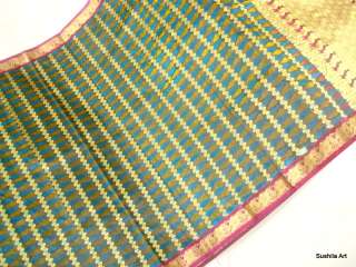 Indian Handloom Weaved Art Silk Multi Color Sari Curtain Drape Fabric