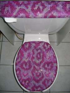 HOT PINK & LILAC SNAKE SKIN Print Fabric Toilet Seat Cover Set  