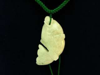 Feng Shui Carp Biting Coin Jade Pendant With Necklace  