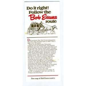Bob Evans Brochure and Location Map 1970s