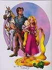 tangled rapunzel and flynn rider signed retro style tribute print